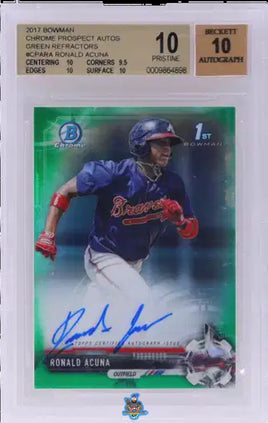 2017 Ronald Acuna Jr. BGS 10 10 Bowman Chrome Pros Auto Green Ref #CPARA 56/99