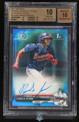 2017 Ronald Acuna Jr. BGS 10 10 Bowman Chrome Prospect Auto Blue Ref 73/150