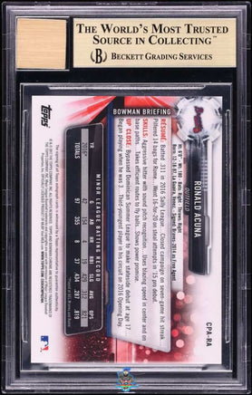 2017 Ronald Acuna Jr. BGS 10 10 Bowman Chrome Prospect Auto #CPARA