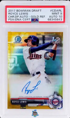 2017 Royce Lewis PSA 9 10 Bowman Draft Chrome DP Auto Gold Refractor 50/50