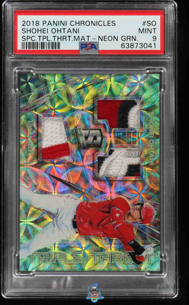 2018 Shohei Ohtani PSA 9 Chronicles Triple Threat Mats Neon Green #TTMSO 8/25