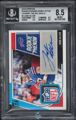 2018 Josh Allen BGS 8.5 Donruss Rookie Phenom Auto NFL Shield #4 /1