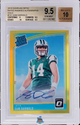 2018 Sam Darnold BGS 9.5 10 Donruss Optic Rated Rookies Auto Gold #151 /10