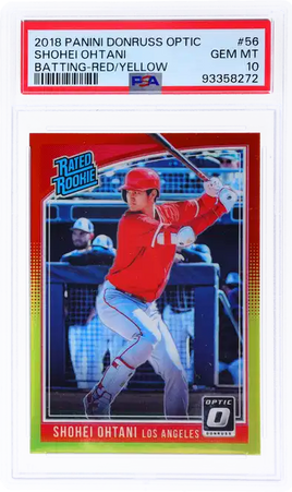 2018 Shohei Ohtani PSA 10 Donruss Optic Batting Red Yellow #56