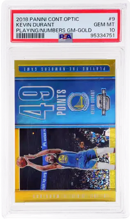 2018 Kevin Durant PSA 10 Contenders Optic Playing the Numbers Game Gold #9 /10