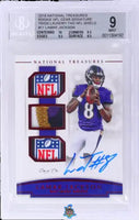 2018 National Treasures Rookie NFL Gear Signature Trio Laundry Tag NFL Shield Lamar Jackson #RST-LJ 1 of 1 BGS 9 Auto 10 0011304192