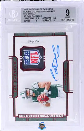 2018 National Treasures Sam Darnold Rookie Auto NFL Shield 1 /1 BGS 9 10