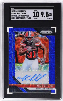 2018 Nick Chubb SGC 9.5 10 Prizm Rookie Auto Blue Scope Prizm #13 /99