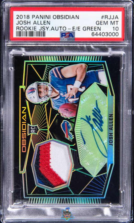 2018 Josh Allen PSA 10 Obsidian Rookie Jersey Auto Electric Etch Green 15/25