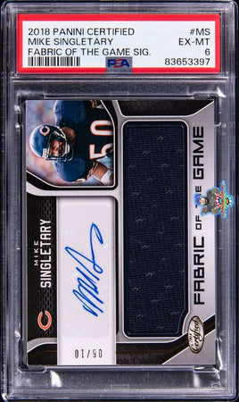 2018 Panini Certified Fabric of the Game Signature #FGS-MS Mike Singletary Signed Relic Card 6 of 10 - PSA 6 83653397