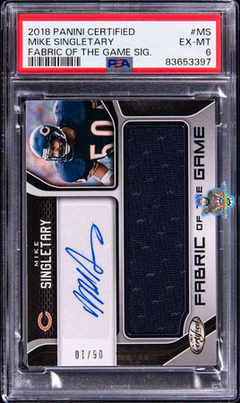 2018 Mike Singletary PSA 6 Certified Fabric of the Game Auto #FGSMS 6/10