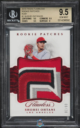 2018 Panini Flawless Ruby Shohei Ohtani ROOKIE PATCH 6 of 20 #RP-SO1 BGS 9.5 0014296592