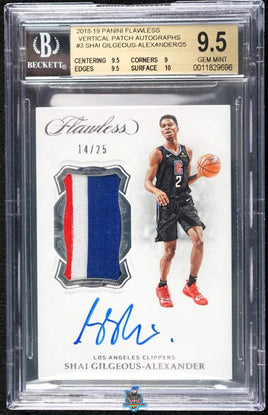 2018 Panini Flawless Shai Gilgeous-Alexander Vertical Rookie Patch Auto #VP-SGA BGS 9.5 Auto 10 0011829696