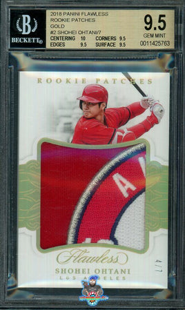 2018 Panini Flawless Shohei Ohtani Rookie Patches Gold #RP-SO2 4 of 7 BGS 9.5 0011425763