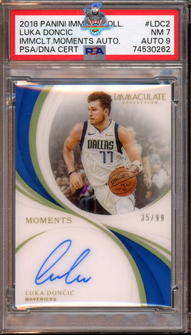 2018 Panini Immaculate Collection Luka Doncic Imm Moments Auto #LDC2 35 of 99 PSA 7 Auto 9 74530262