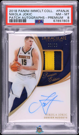 2018 Nikola Jokic PSA 8 Immaculate Patch Auto Premium #PANJK /20