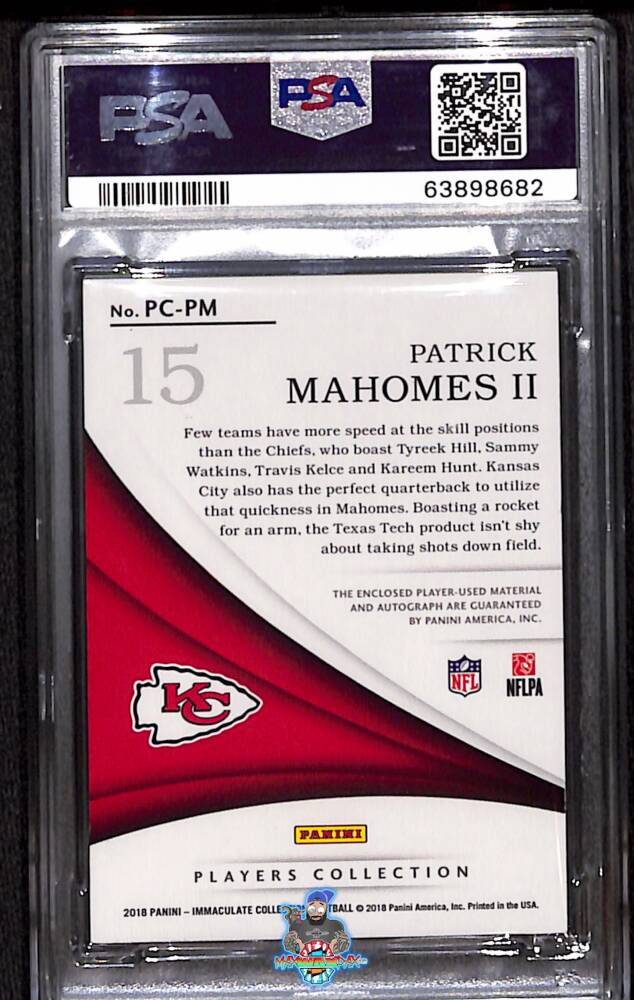 2018 Panini Immaculate Patrick Mahomes Players Collection Auto Dual Pa ...