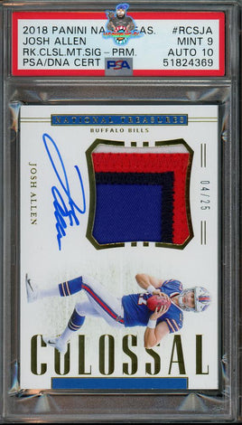 2018 Josh Allen PSA 9 10 National Treasures Rookie Colossal Patch Auto 4/25