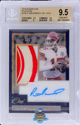 2018 Patrick Mahomes BGS 9.5 9 One Patch Auto Platinum #129 2/5