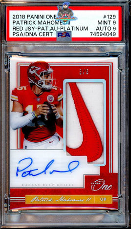 2018 Patrick Mahomes PSA 9 9 One Jumbo Nike Swoosh Auto #129 3/5