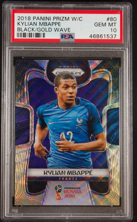 2018 Panini Prizm World Cup Black Gold Wave Kylian Mbappe ROOKIE #80 PSA 10 46861537