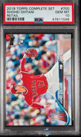 2018 Topps Complete Set Shohei Ohtani Retail #700 PSA 10