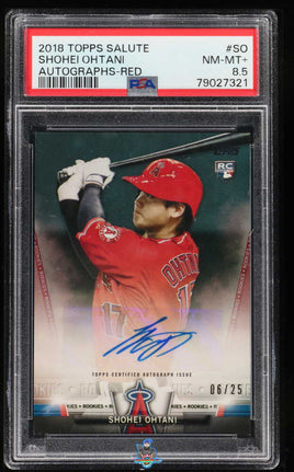2018 Shohei Ohtani PSA 8.5 Topps Salute Rookie Auto Red #SO 6/25