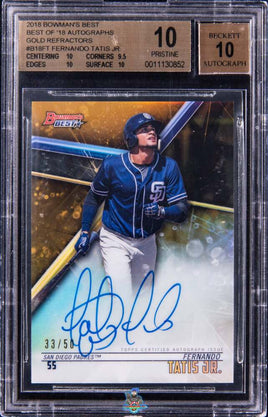 2018 Fernando Tatis Jr. BGS 10 10 Bowmans Best 2018 Auto Gold Ref #B18FT 33/50