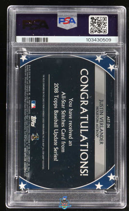 2018 Justin Verlander PSA 10 Topps Update All-Star GU Relics #ASTJN