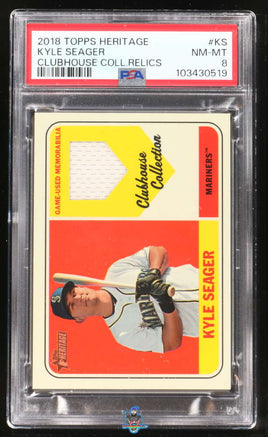 2018 Kyle Seager PSA 8 Topps Heritage Clubhouse Coll Relices GU Mat #CCRKS