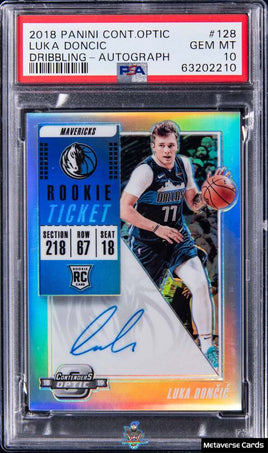 2018 Luka Doncic PSA 10 Contenders Optic Rookie Ticket Auto #128