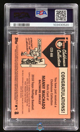 2018 Manny Machado PSA 9 Topps Heritage Clubhouse Coll Relices GU Mat #CCRMM