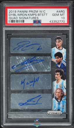 2018 Maradona Dybala Kempes Batistuta PSA 10 Prizm WC Quad Signatures #ARG 5/25
