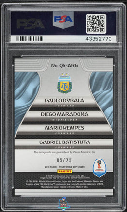 2018 Maradona Dybala Kempes Batistuta PSA 10 Prizm WC Quad Signatures #ARG 5/25