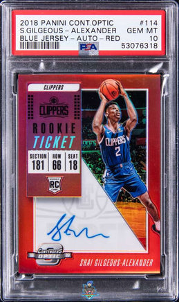 2018 Shai Gilgeous SGA PSA 10 Cont Optic Rookie Ticket Auto Blue Jersey 87/149