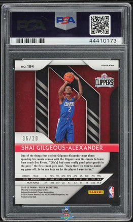 2018 Shai Gilgeous SGA PSA 10 Prizm Fast Break Prizm Bronze #184 6/20