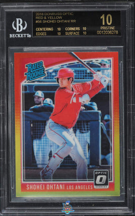 2018 Shohei Ohtani BGS 10 Donruss Optic Rookie Red and Yellow BGS Black Label
