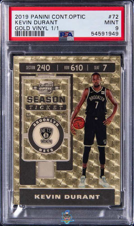 2019 Kevin Durant PSA 9 Contenders Optic Gold Vinyl #72 1/1