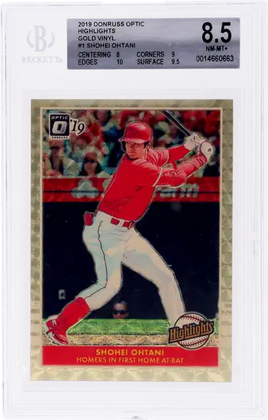 2019 Shohei Ohtani BGS 8.5 Donruss Optic Highlights Gold Vinyl #1 1/1