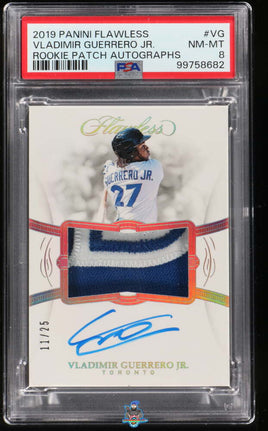 2019 Flawless Vladimir Guerrero Jr. Rookie Patch Auto /25 PSA 8