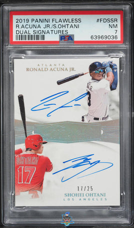 2019 Flawless Acuna Ohtani Dual Signatures #FDSSE /25 PSA 7 POP 1