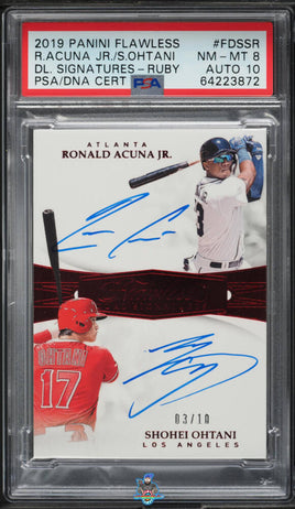 2019 Ronals Acuna Jr. Shohei Ohtani PSA 8 10 Flawless DL Auto Ruby #FDSSR 3/10