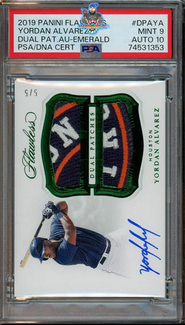 2019 Yordan Alvarez PSA 9 10 Flawless Rookie Dual Patch Auto Emerald #DPAYA 5/5