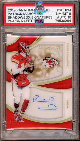 2019 Patrick Mahomes PSA 8 10 Immaculate Shadowbox On Card Auto #SHDPM 11/15
