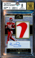 2019 Panini One Patrick Mahomes Jumbo Swoosh Auto #239 4 of 5 BGS 8 Auto 10 0015204212