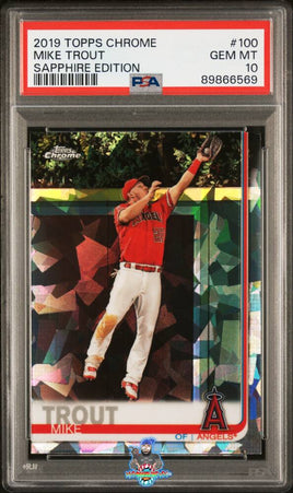 2019 TOPPS CHROME SAPPHIRE EDITION 100 MIKE TROUT PSA 10 89866569