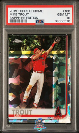 2019 TOPPS CHROME SAPPHIRE EDITION 100 MIKE TROUT PSA 10 89866570