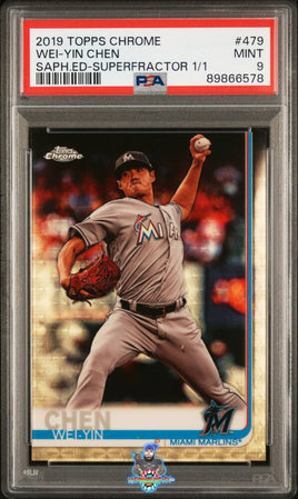 2019 TOPPS CHROME SAPPHIRE EDITION 479 WEI-YIN CHEN SUPERFRACTOR 1 of 1 PSA 9 89866578