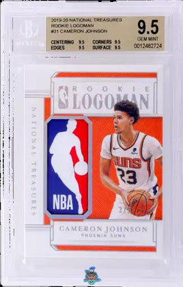 2019 Cameron Johnson BGS 9.5 National Treasures Rookoe Logoman #RLCJN 3/5