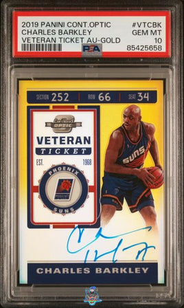 2019 Charles Barkley PSA 10 Contenders Optic Veteran Ticket Auto Gold 6/10